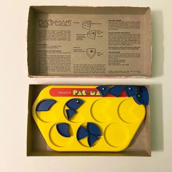 Vintage 1982 Pac Man Two Challenging Puzzles Game  By Milton Bradley Complete - Picture 2 of 13